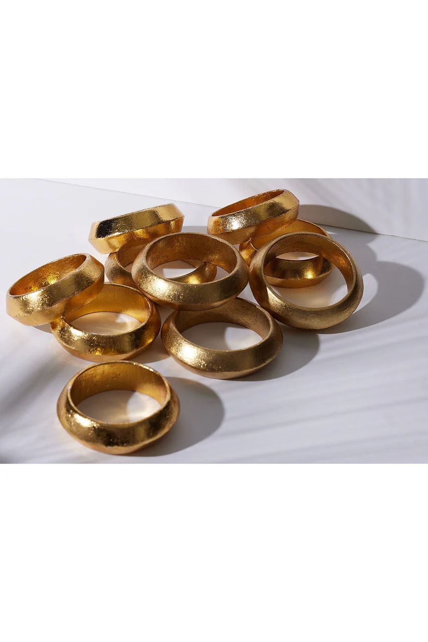Acacia Wood and Gold Plated Bangle Set - Image 3