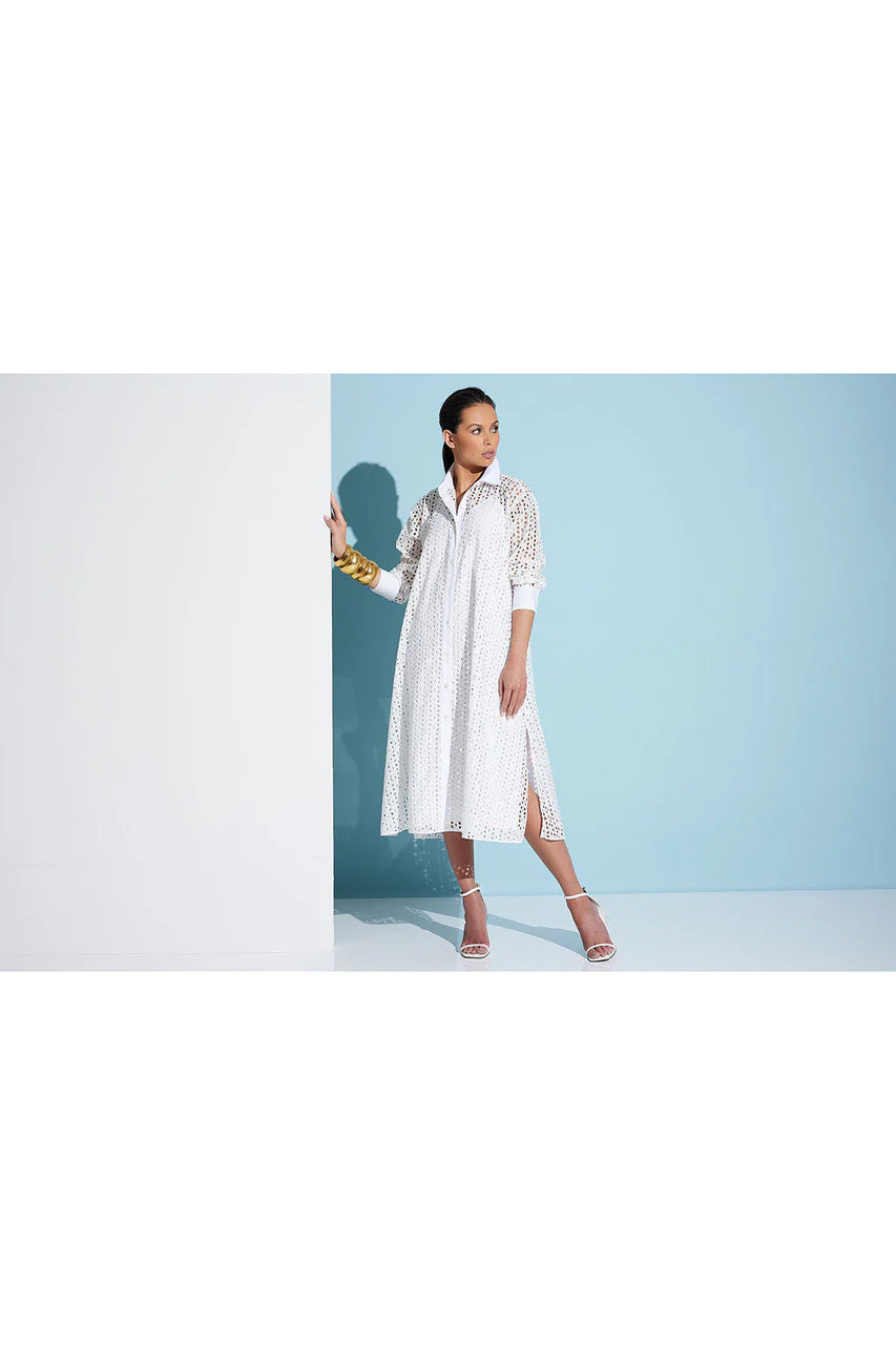 Cotton Eyelet Oversized Shirtdress - Image 4