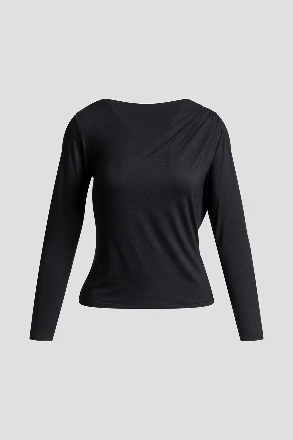 Feather Lightweight Knit Rouched Long Sleeve Top - Image 5