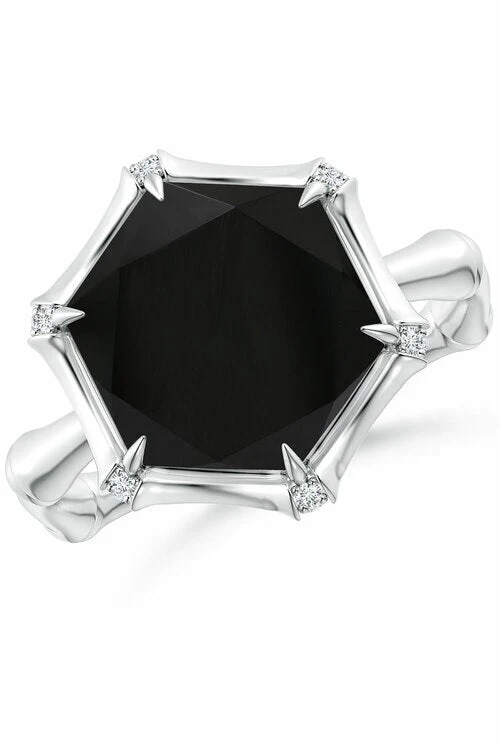Indochine 14k Black Onyx & Diamond Bamboo Frame Ring - Image 13
