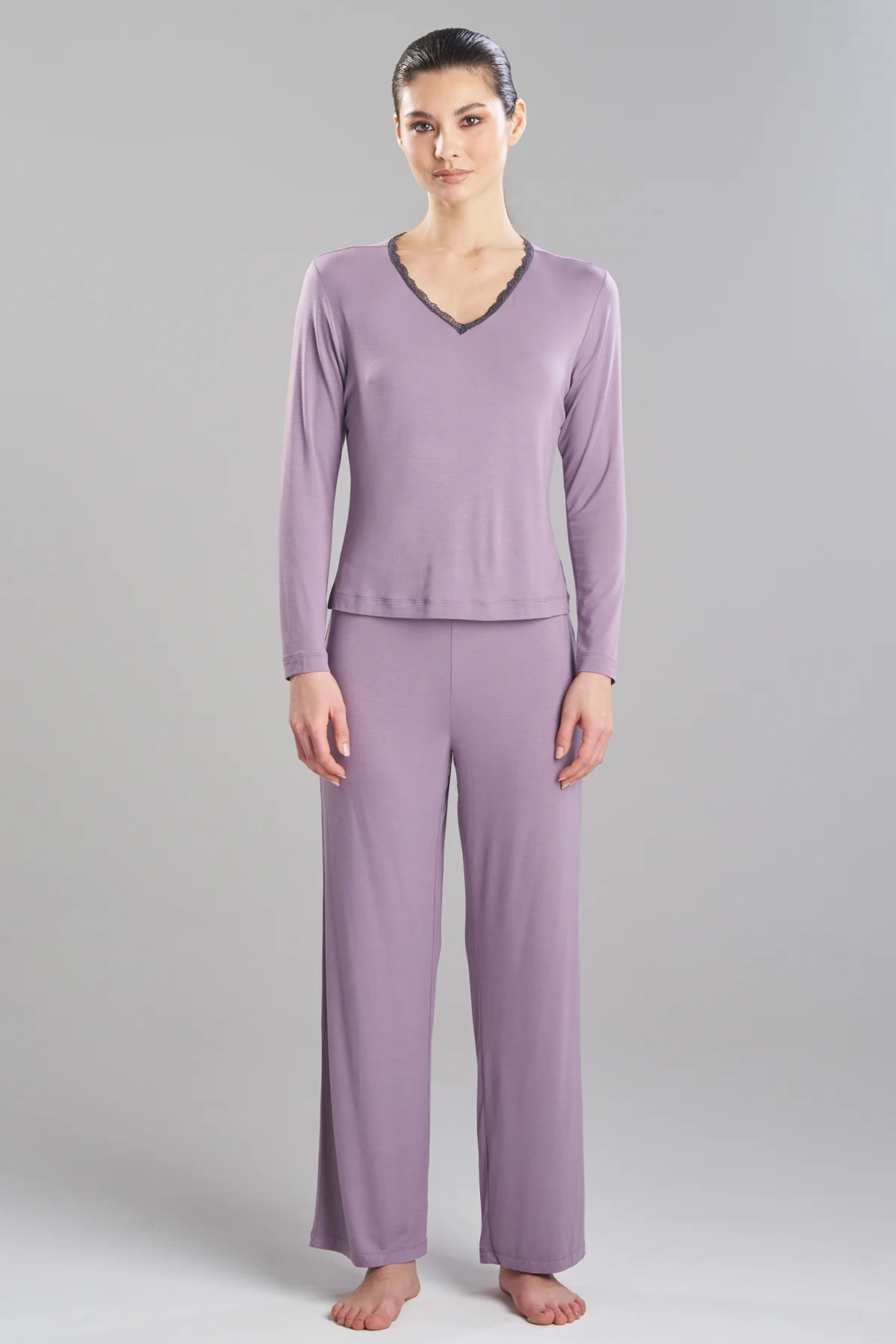 Iris Bamboo Jersey Ease Long Sleeve Lace PJ