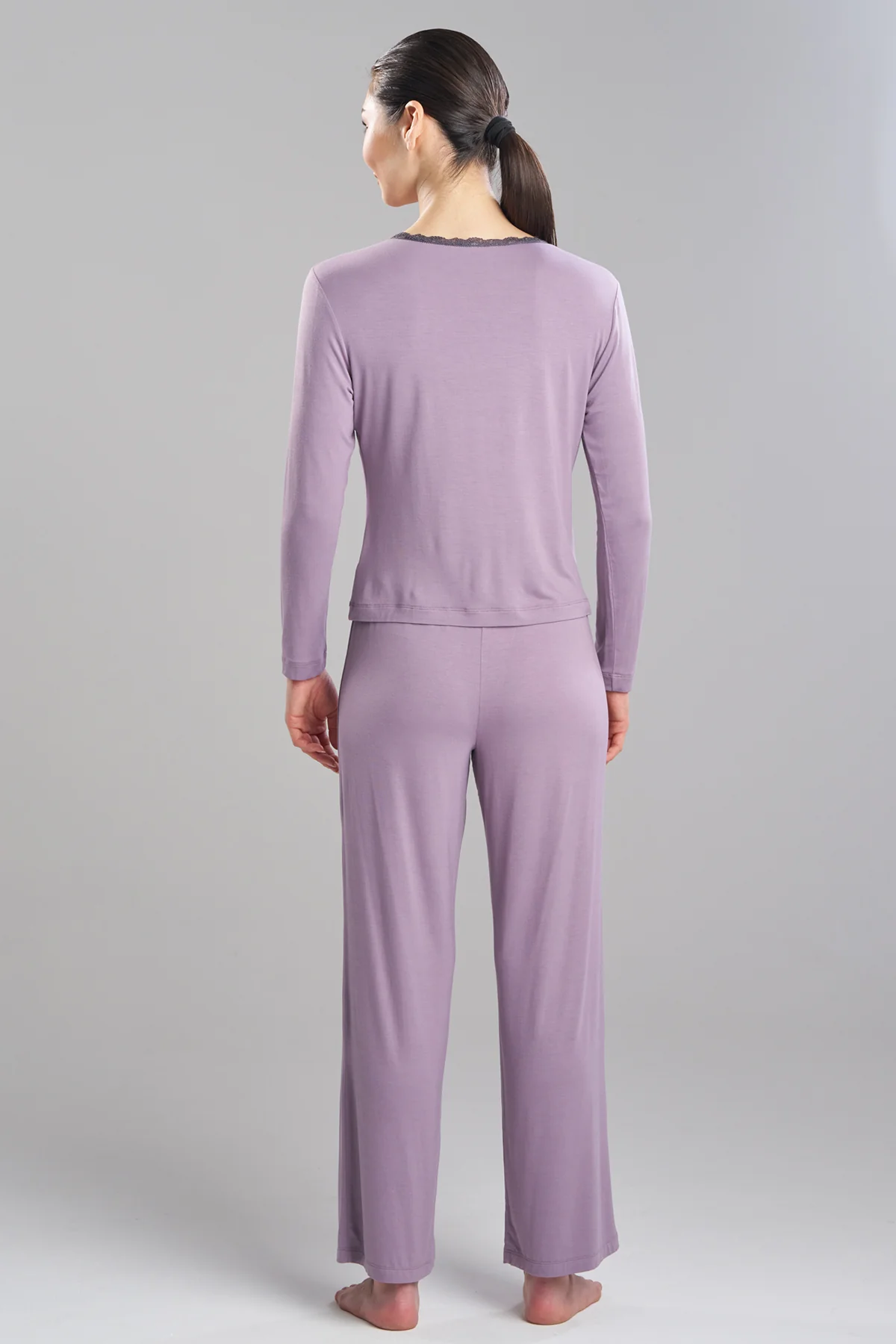 Iris Bamboo Jersey Ease Long Sleeve Lace PJ - Image 2