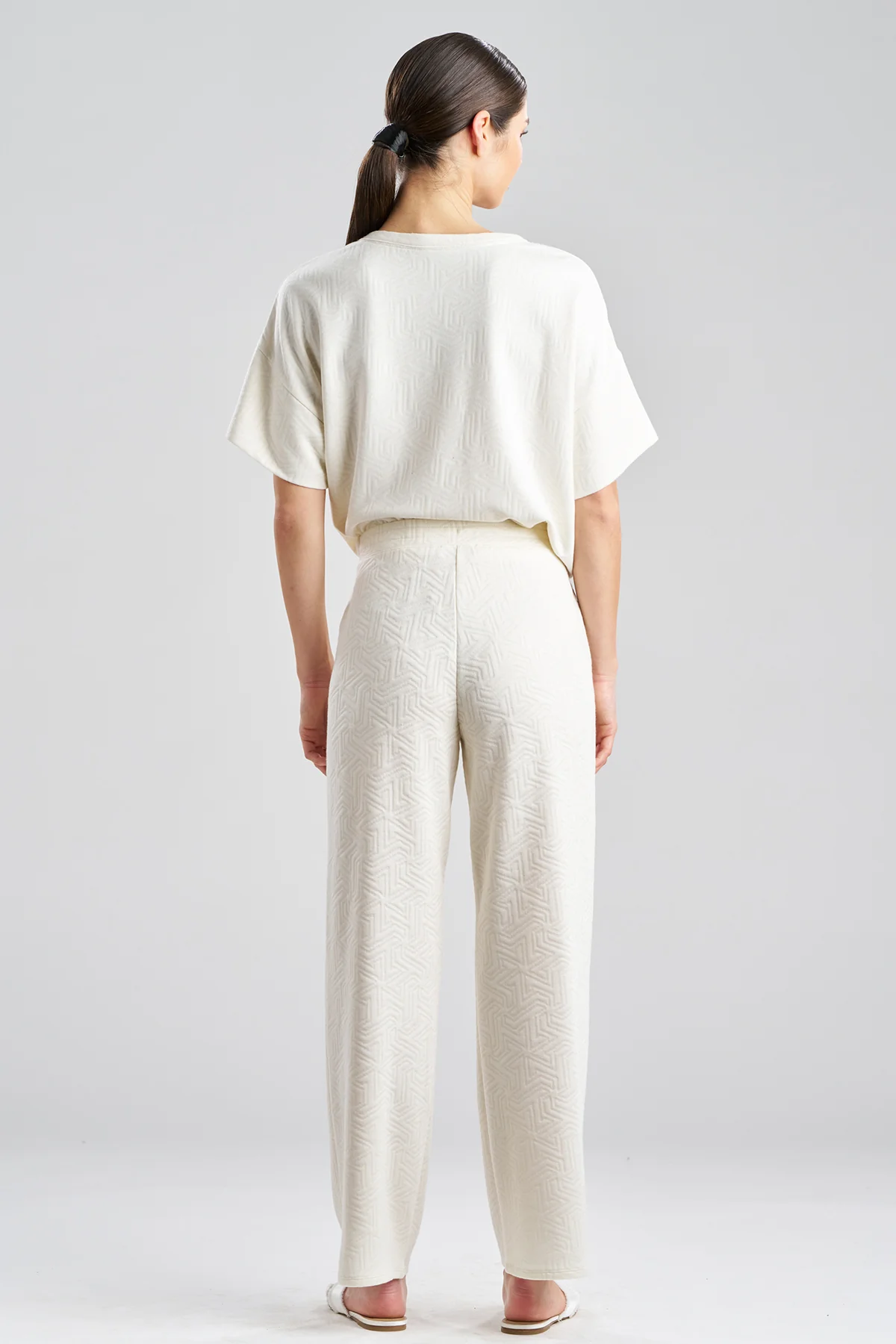 Quilted Geo Knit Jacquard Straight Leg Pants - Image 3