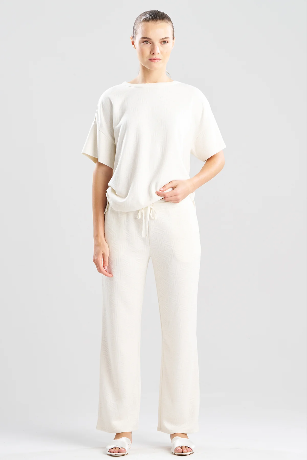 Quilted Geo Knit Jacquard Straight Leg Pants - Image 4