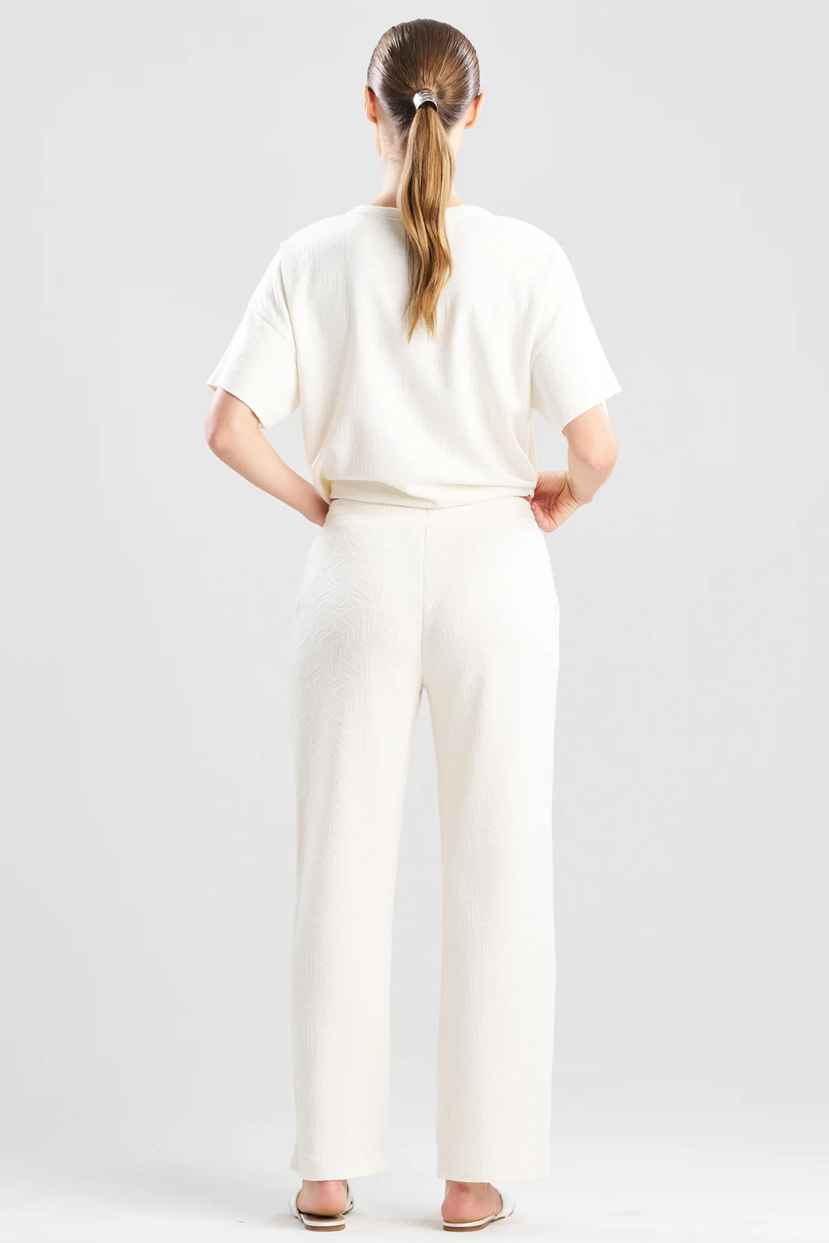 Quilted Geo Knit Jacquard Straight Leg Pants - Image 5