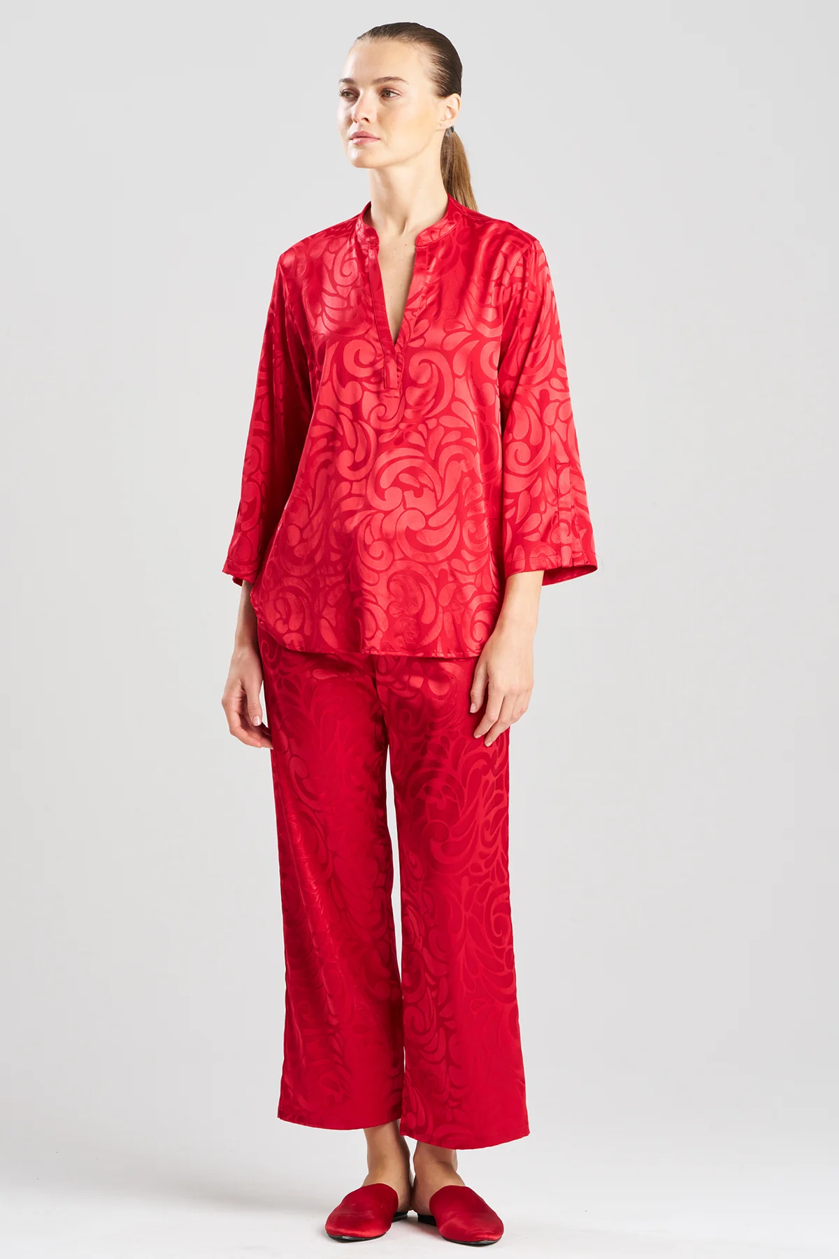 Scroll Satin Jacquard Long Sleeve PJ - Image 4
