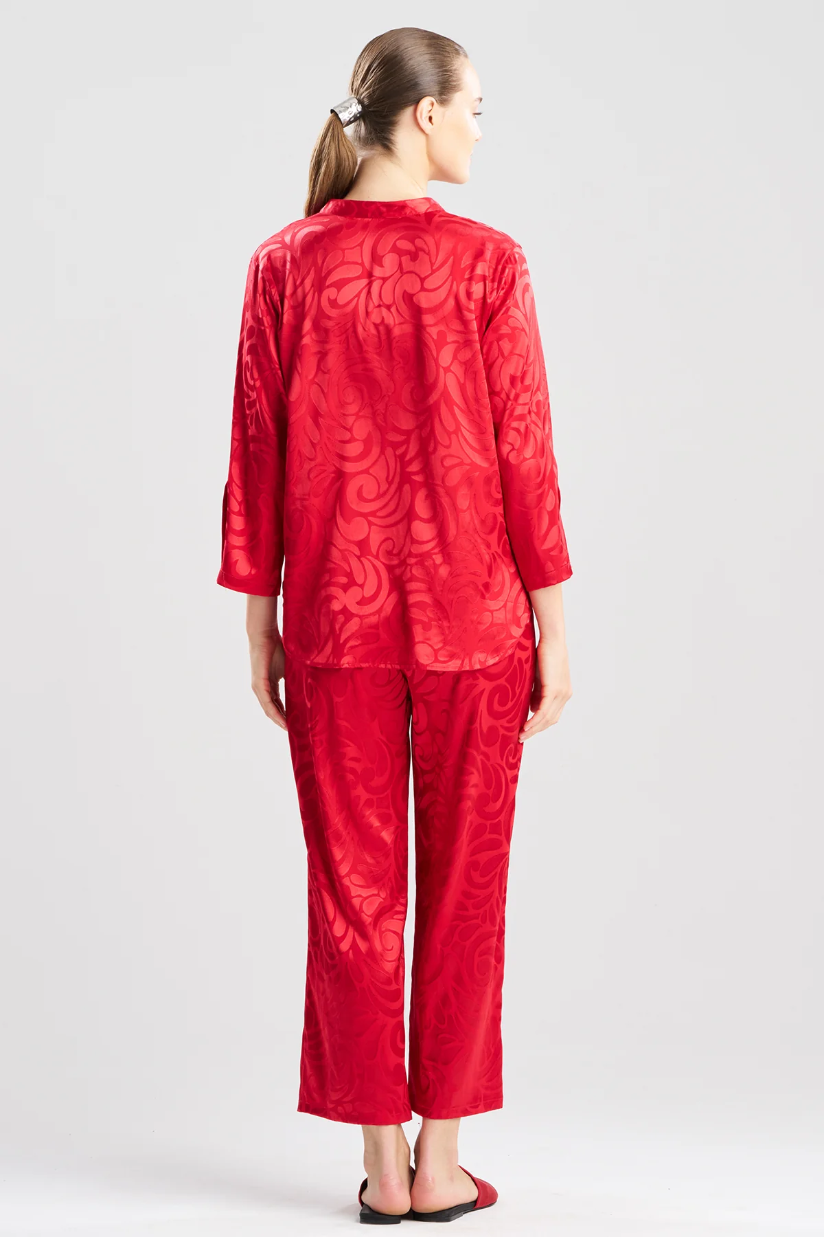 Scroll Satin Jacquard Long Sleeve PJ - Image 5