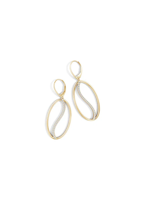 Shangri-La Elliptical Yin-Yang 14K-Gold and Diamond Large Leverback Earrings - Image 3