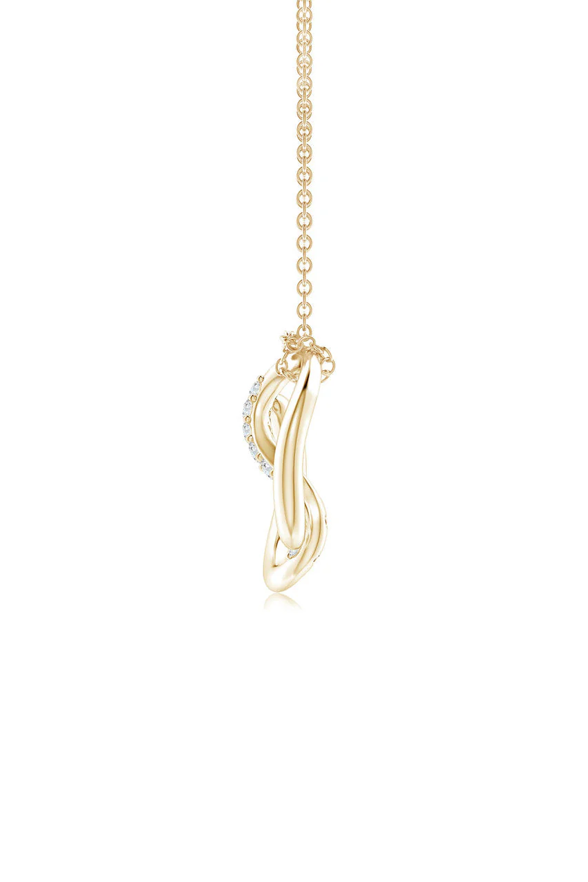 Shangri-La Yin-Yang 14K Gold and Diamond Knot Chain Pendant Necklace - Image 3